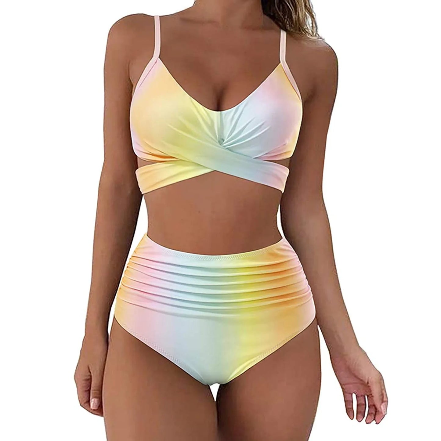 Fashion Women's Summer Sexy Tie-Dye Split Two-Piece Bikini Swimsuit