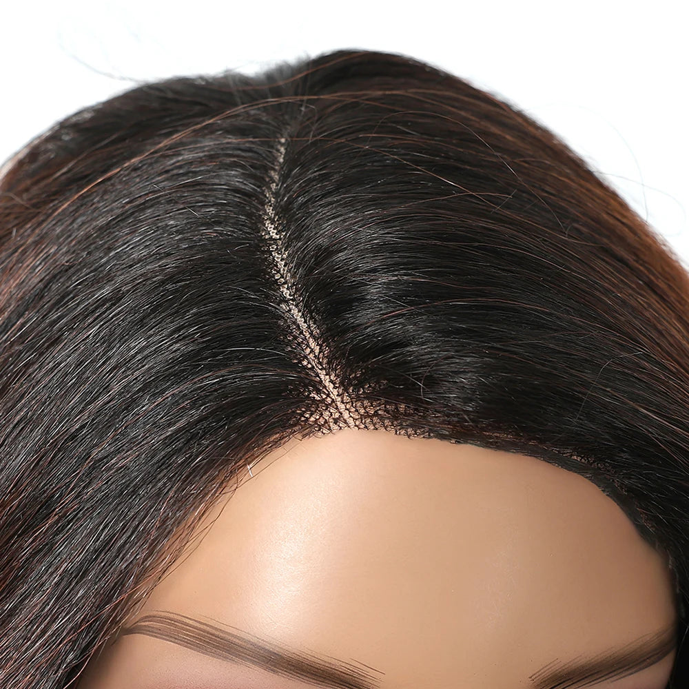 Lace Front Synthetic Wigs Yaki Wavy Auburn Reddish Brown Lace Front Wigs for Balck Women Daily Party Heat Resistant 13x4x1 Lace