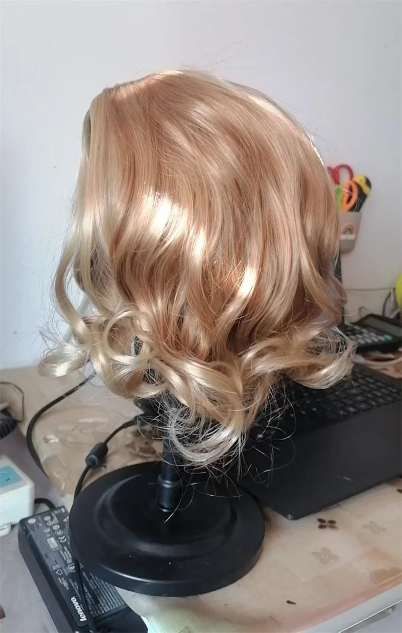 New Arrivals Hair Extensions Synthetic Fashion Gold Brown Ladies Wigs Breathable Head Cover Short Curly Hair Wig Hat for Women