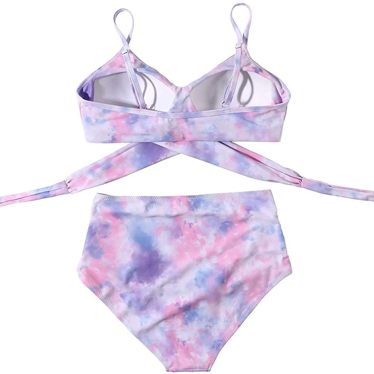 Fashion Women's Summer Sexy Tie-Dye Split Two-Piece Bikini Swimsuit