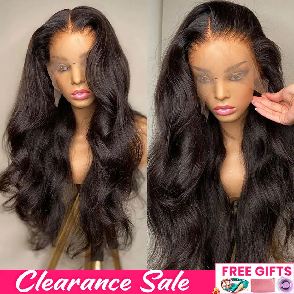 13x4 HD Transparent Body Wave Lace Front Wig 36 Inch Lace Frontal 100% Brazilian Human Hair Natural Wigs Pre Plucked For Women