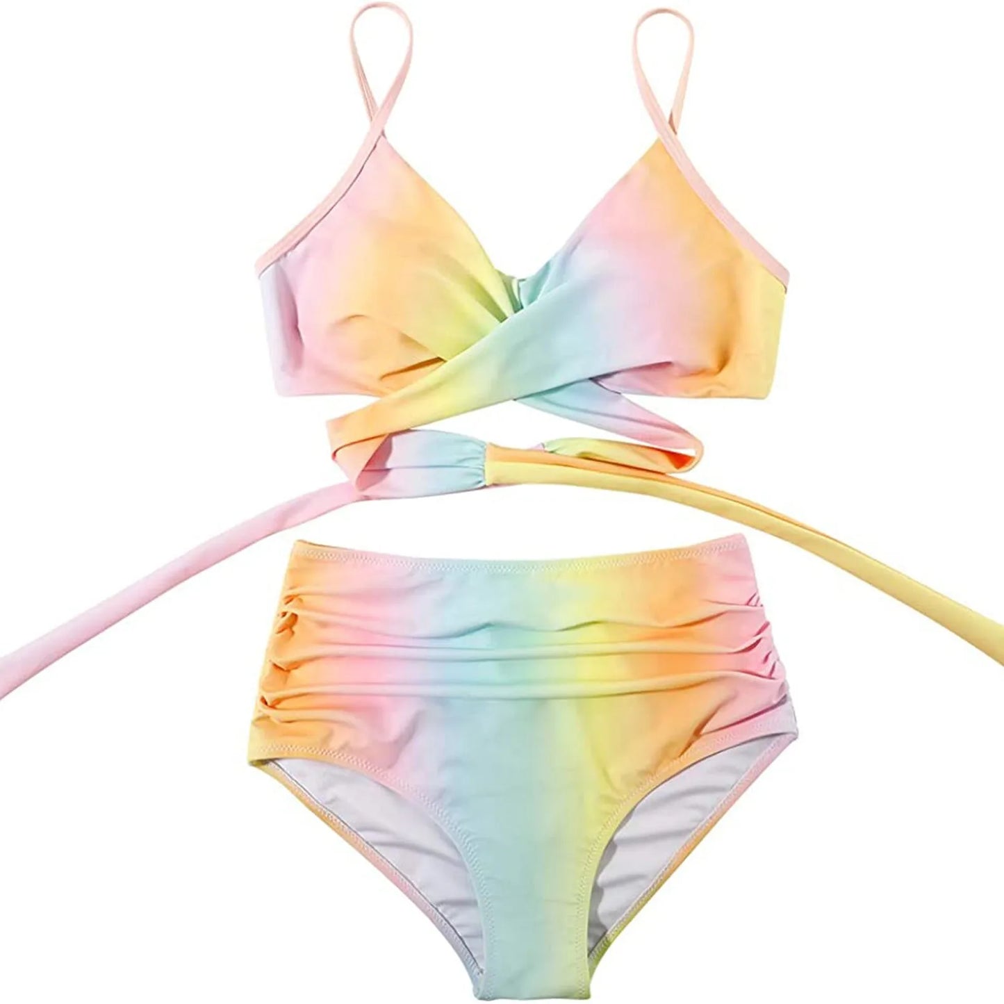 Fashion Women's Summer Sexy Tie-Dye Split Two-Piece Bikini Swimsuit
