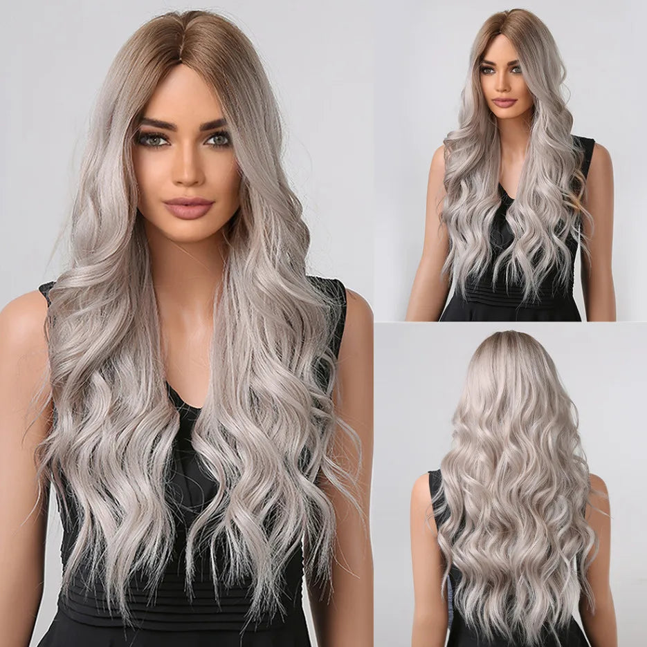 HENRY MARGU Red Synthetic Wigs Long Body Wavy Wig Natural Hairline Daily Red Hair Heat Resistant Fiber Smooth Party Cosplay Wig