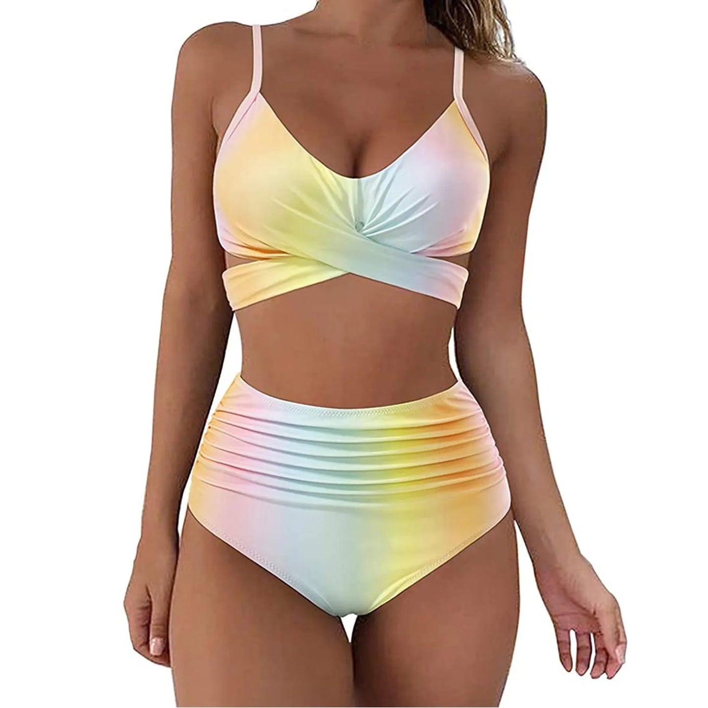 Fashion Women's Summer Sexy Tie-Dye Split Two-Piece Bikini Swimsuit