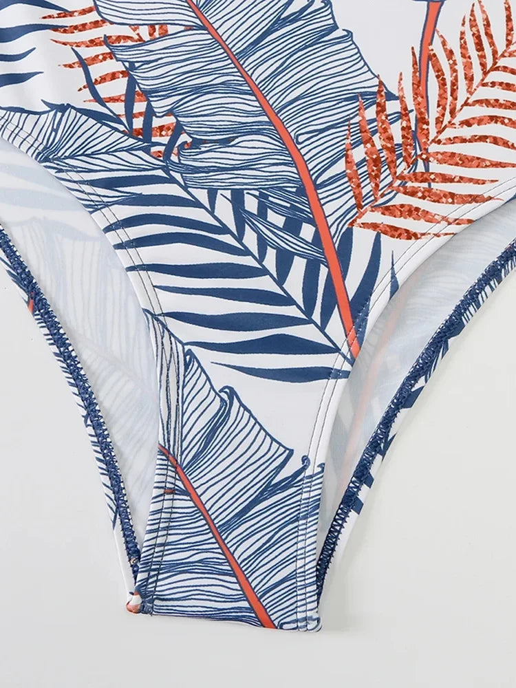 Aoaiiys Plant Printed Bikini Set Women Swimsuit High Waisted Two-Piece Backless Female Swimwear Bathing Summer Fashion Beachwear