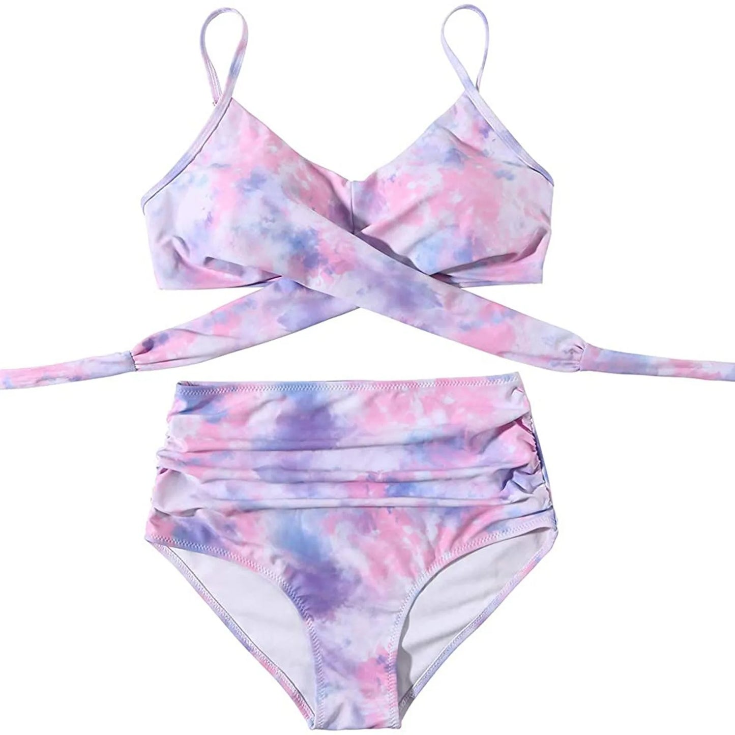 Fashion Women's Summer Sexy Tie-Dye Split Two-Piece Bikini Swimsuit