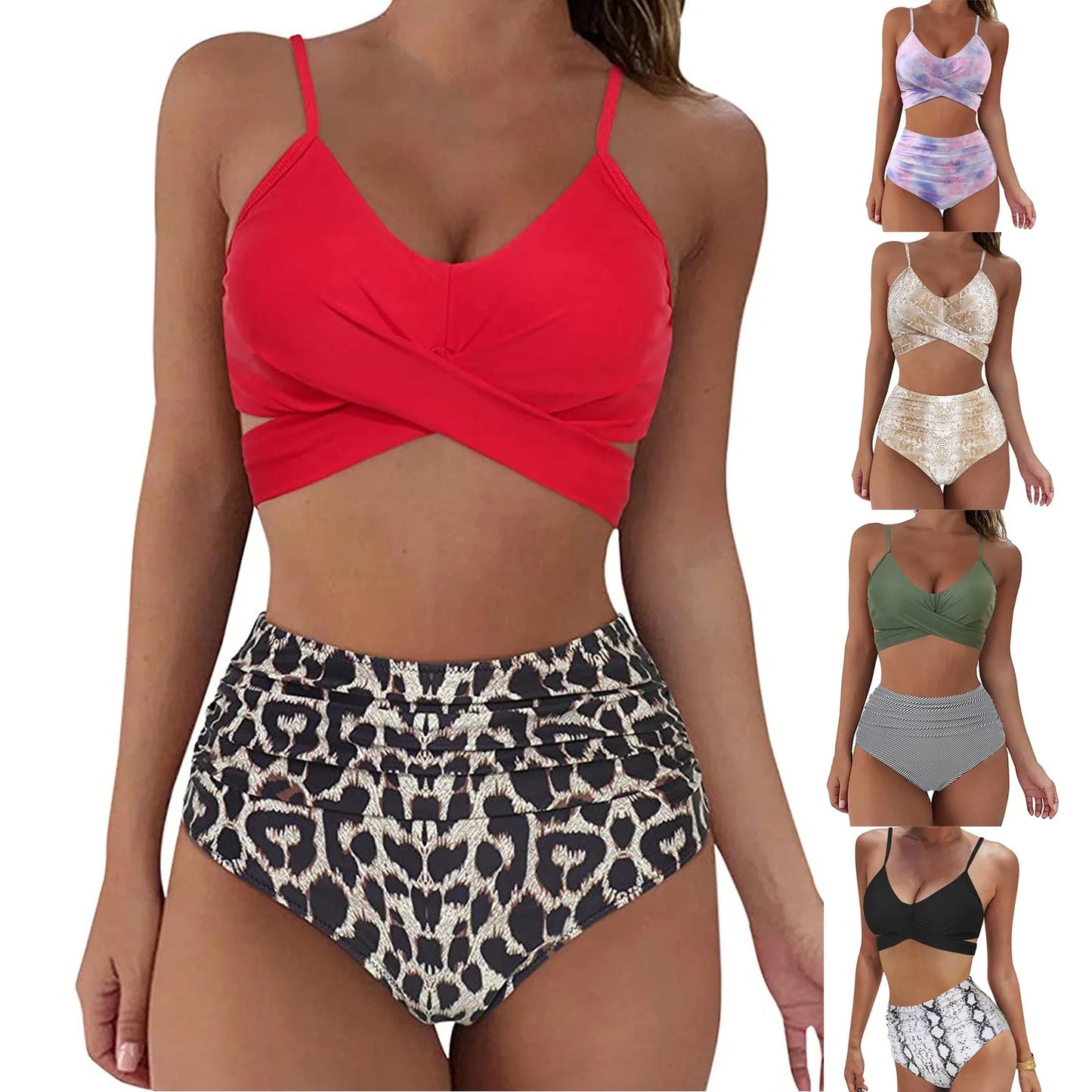 Fashion Women's Summer Sexy Tie-Dye Split Two-Piece Bikini Swimsuit