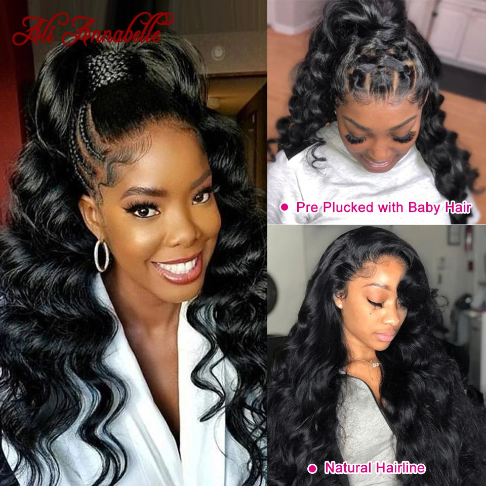 Loose Deep Lace Closure Wigs 4x4 Closure Wigs Ali Annabelle 180 250 Density Brazilian Loose Wave Wigs Lace Front Human Hair Wigs