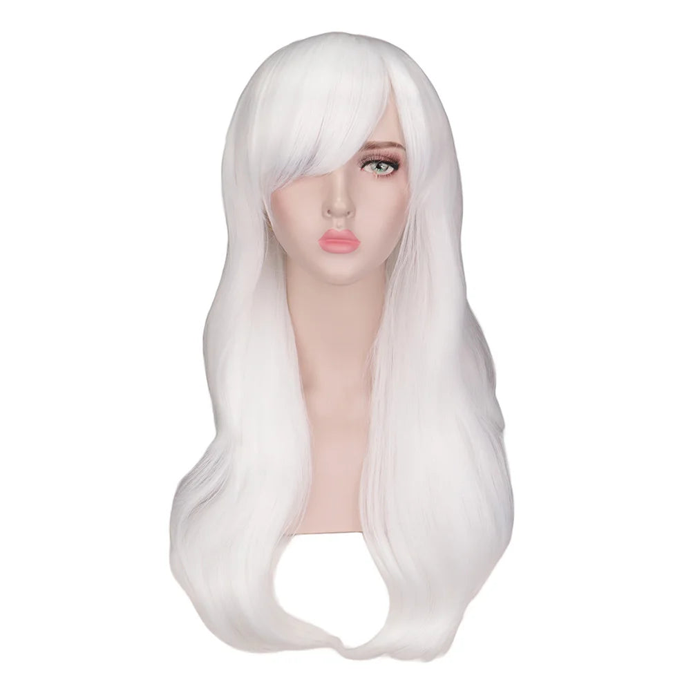 Women Long Wavy Cosplay Wig Red Rose Pink Black Blue Sliver Gray Brown Temperature Synthetic Hair Wigs
