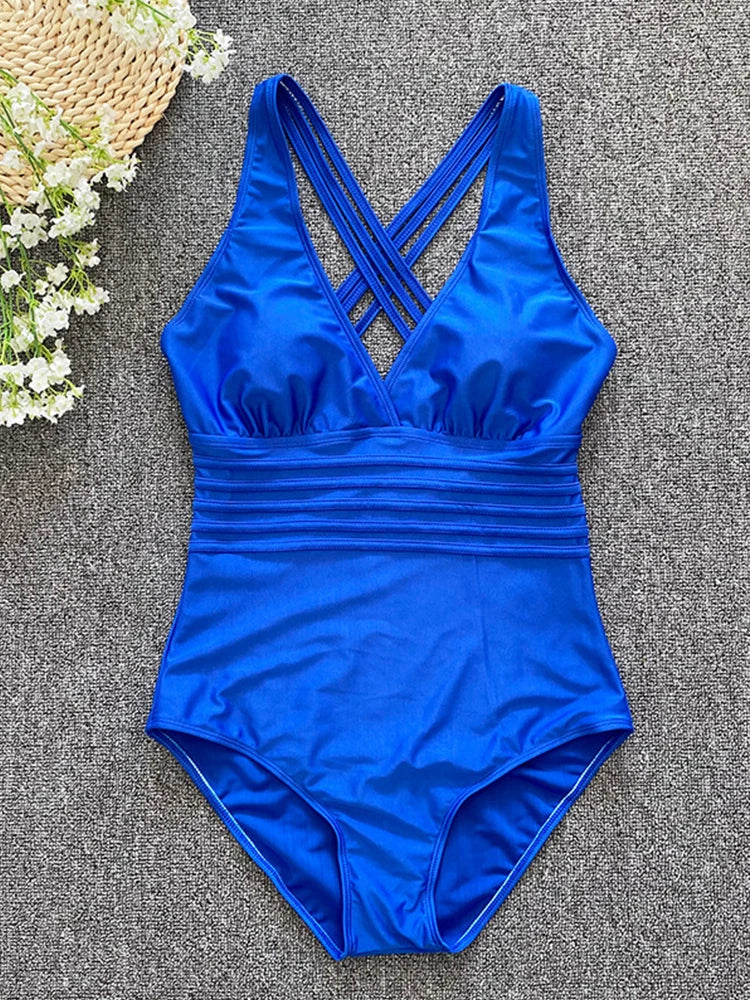 2023 Sexy One Piece Swimsuit Women Cross Bandage Backless Swimwear Female Push Up Monokini Bathers Bathing Suits Beachwear Swim