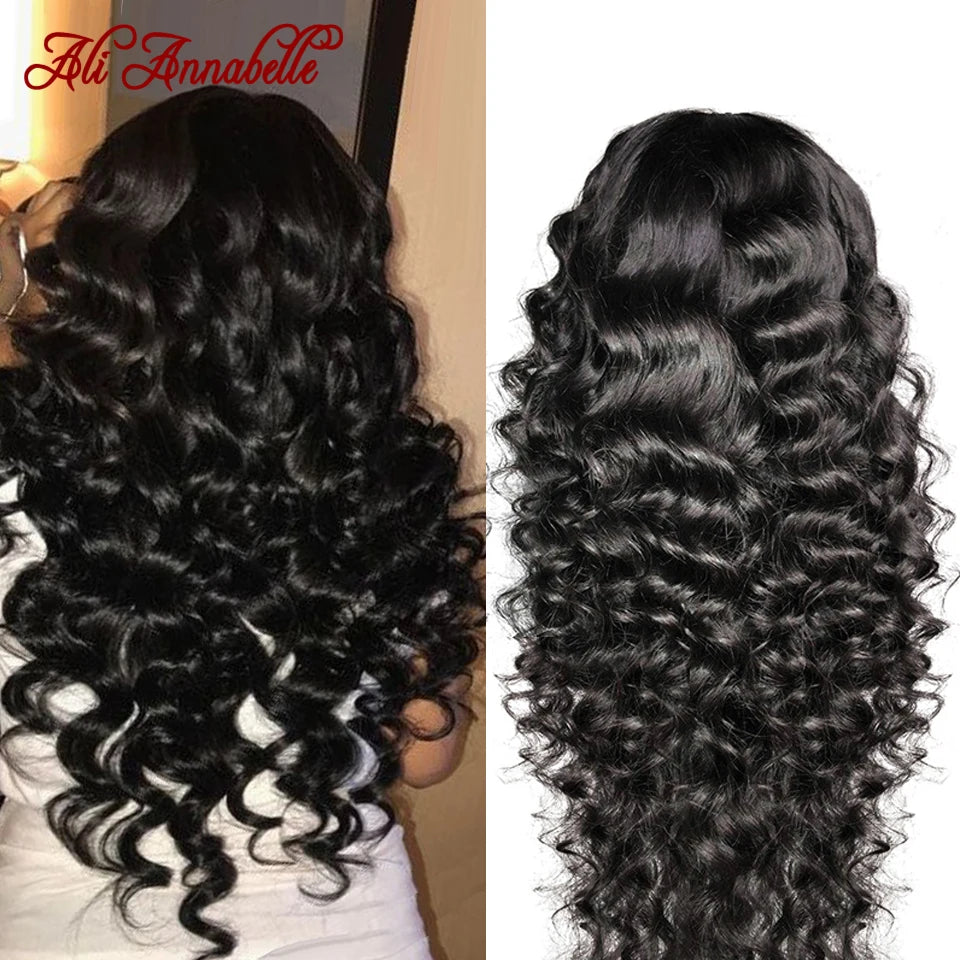 Loose Deep Lace Closure Wigs 4x4 Closure Wigs Ali Annabelle 180 250 Density Brazilian Loose Wave Wigs Lace Front Human Hair Wigs