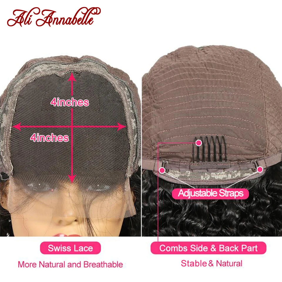 Loose Deep Lace Closure Wigs 4x4 Closure Wigs Ali Annabelle 180 250 Density Brazilian Loose Wave Wigs Lace Front Human Hair Wigs