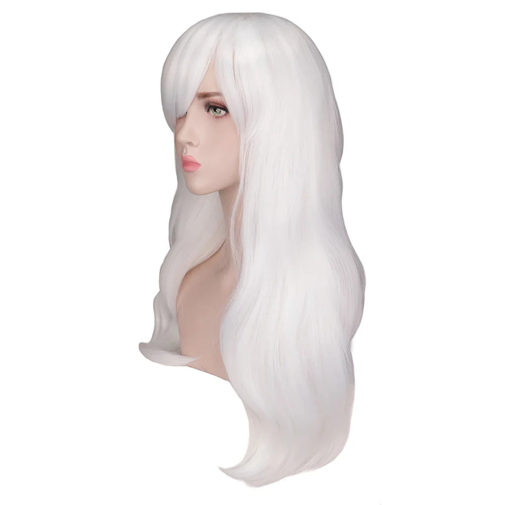 Women Long Wavy Cosplay Wig Red Rose Pink Black Blue Sliver Gray Brown Temperature Synthetic Hair Wigs