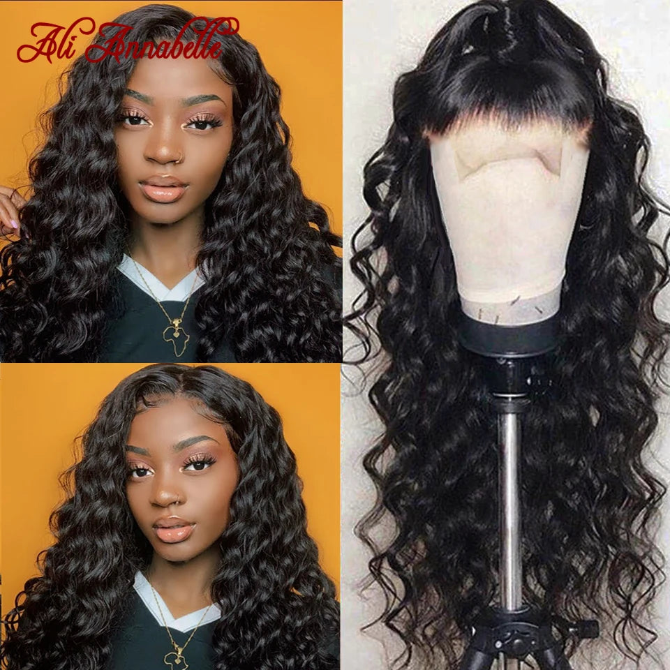 Loose Deep Lace Closure Wigs 4x4 Closure Wigs Ali Annabelle 180 250 Density Brazilian Loose Wave Wigs Lace Front Human Hair Wigs