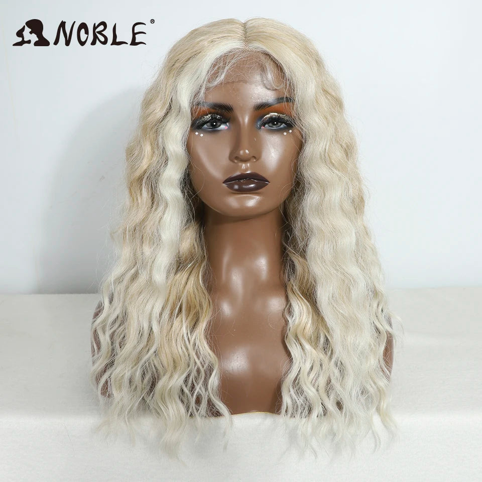 Noble Synthetic Lace Front Wig Long Curly 20 Inch Long Medium Part Lace Wig For Women Lace Front Wig Ombre Blonde Cosplay Wig