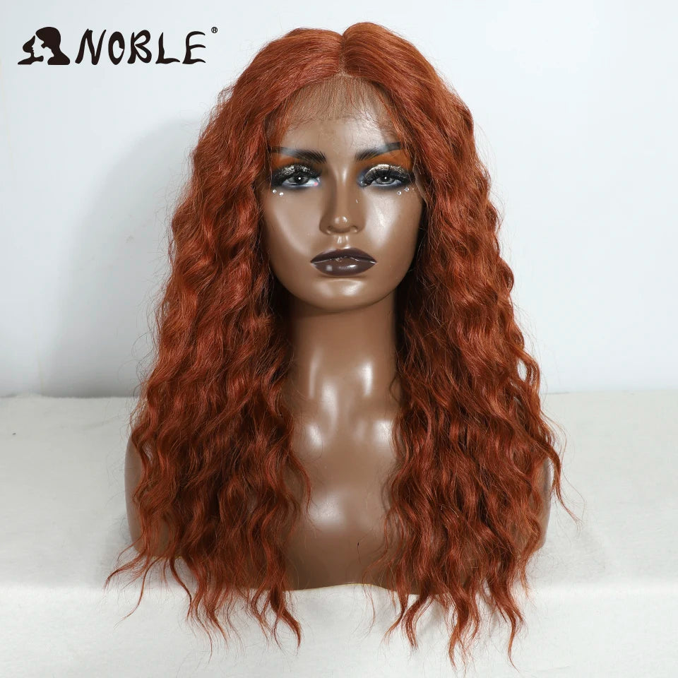 Noble Synthetic Lace Front Wig Long Curly 20 Inch Long Medium Part Lace Wig For Women Lace Front Wig Ombre Blonde Cosplay Wig