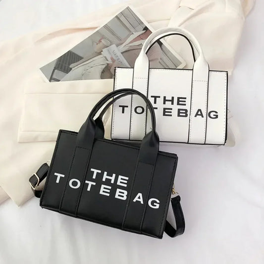 Sac fourre-tout pour femme, lettres contrastées, sac de transport tendance pour dames, en cuir PU, portable, décontracté, simple, bretelles réglables, sacoche pour femme