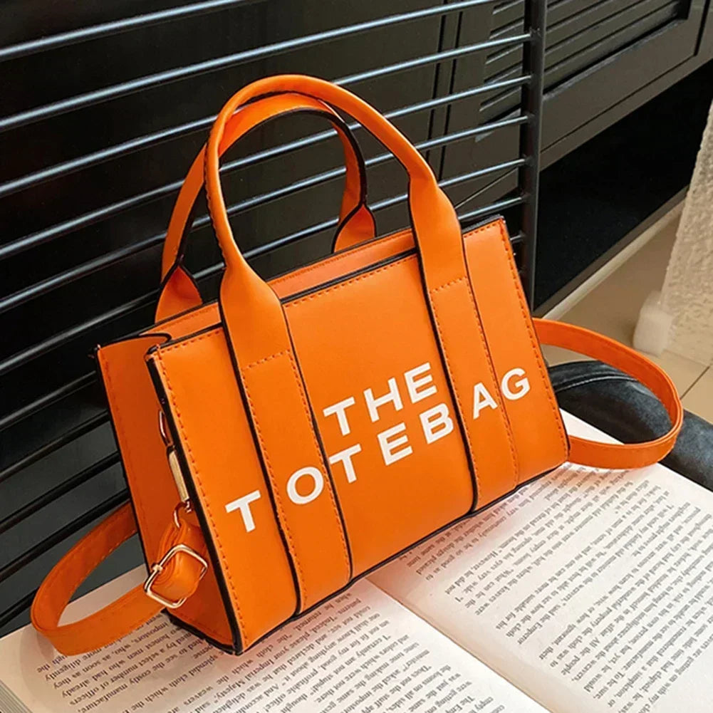 Sac fourre-tout pour femme, lettres contrastées, sac de transport tendance pour dames, en cuir PU, portable, décontracté, simple, bretelles réglables, sacoche pour femme