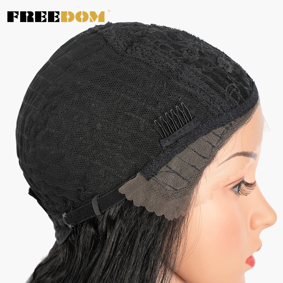 FREEDOM Synthetic Lace Front Wigs For Women 30 inch Long Body Wave T Part Lace Wigs Ombre Blonde Brown Wig Cosplay Wigs