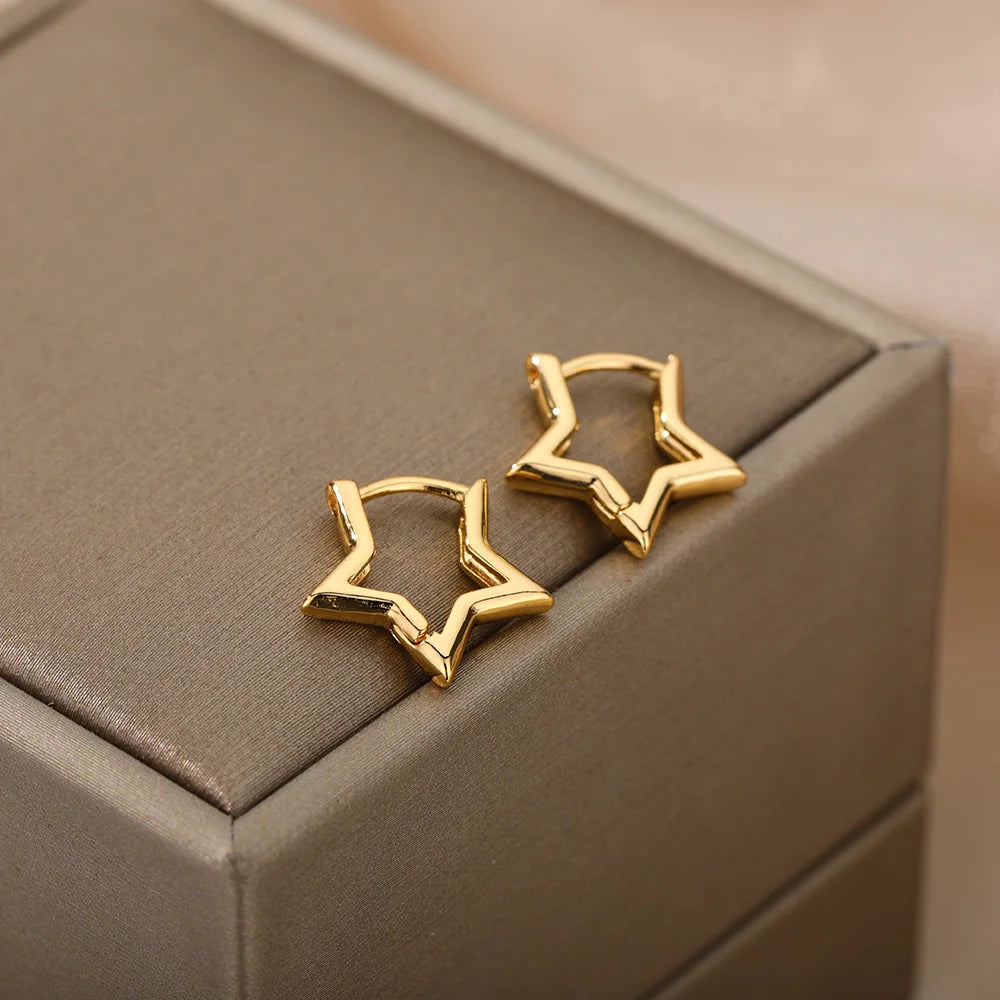 Boucles d'oreilles créoles en acier inoxydable pour femmes, tendance 2024, nouveautés de luxe, couleur or, bijoux d'oreilles, cadeau