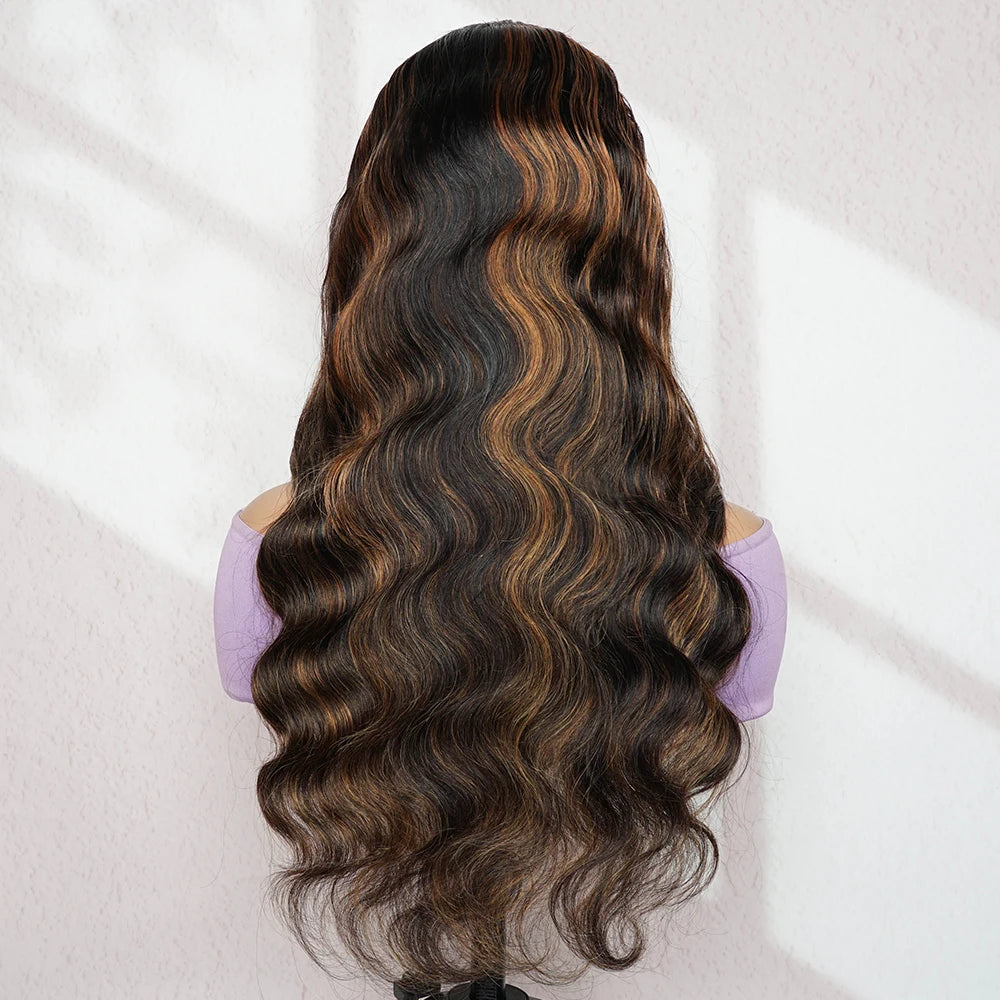 Highlight P1B/30 Colored Human Hair Wigs 4*4 Lace Closure Wig Remy Brazilian Hair Body Wave Black Brown Front Lace Wigs
