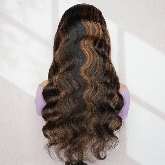 Perruques en cheveux humains colorés P1B/30 avec fermeture en dentelle 4*4, cheveux brésiliens Remy ondulés, noir et brun