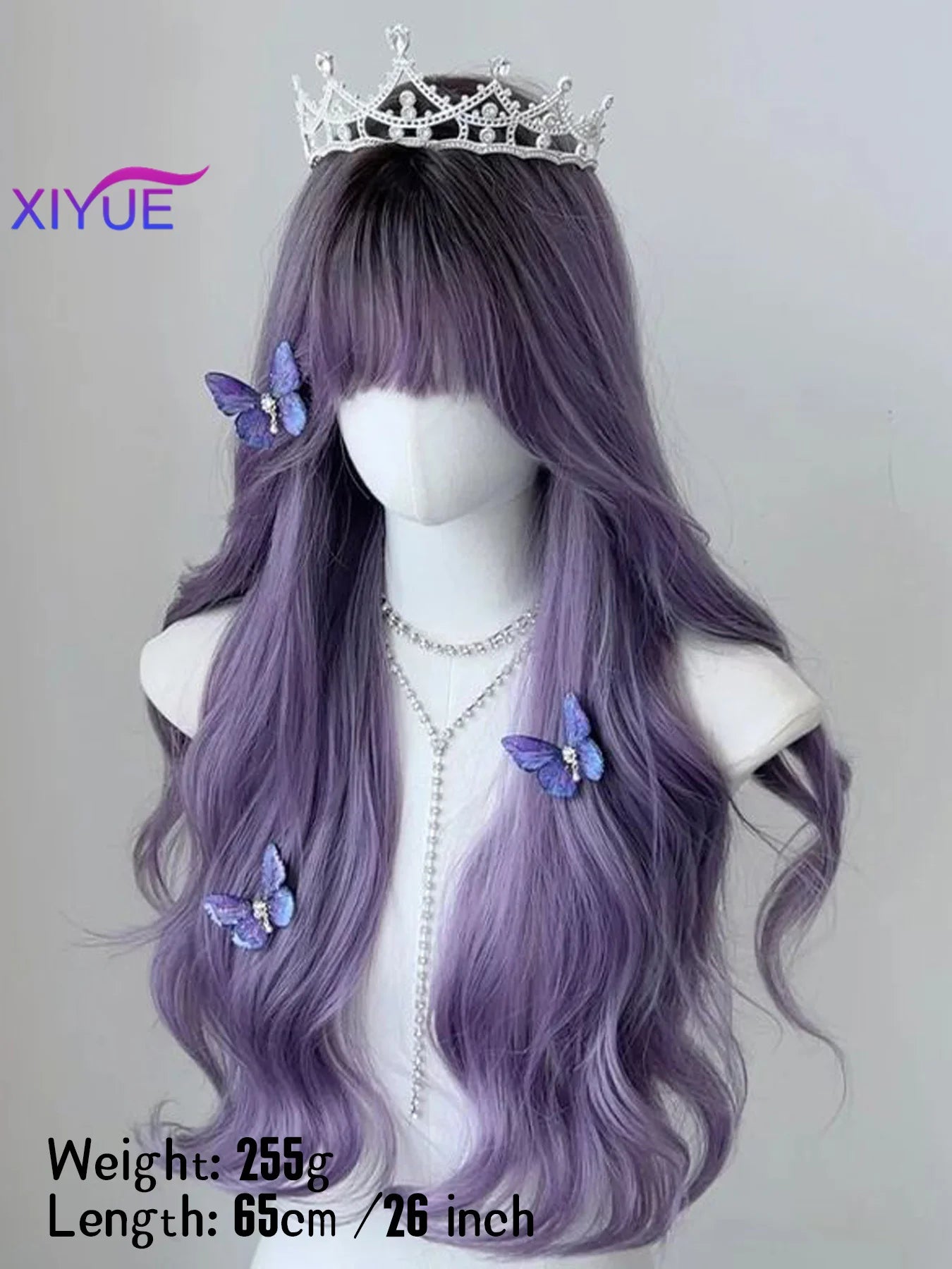XIYUE Burgundy Long Wavy Wigs Wine Red Wig with Bangs for Women Daily Synthetic Hair Cosplay Wig Heat Resistant Fiber