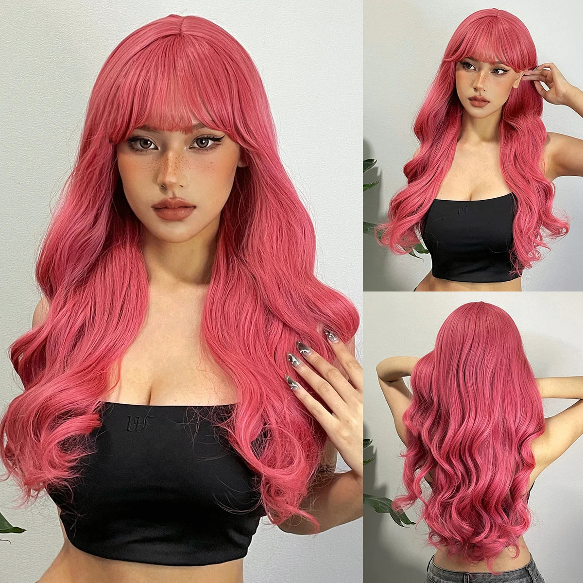 HENRY MARGU Red Synthetic Wigs Long Body Wavy Wig Natural Hairline Daily Red Hair Heat Resistant Fiber Smooth Party Cosplay Wig