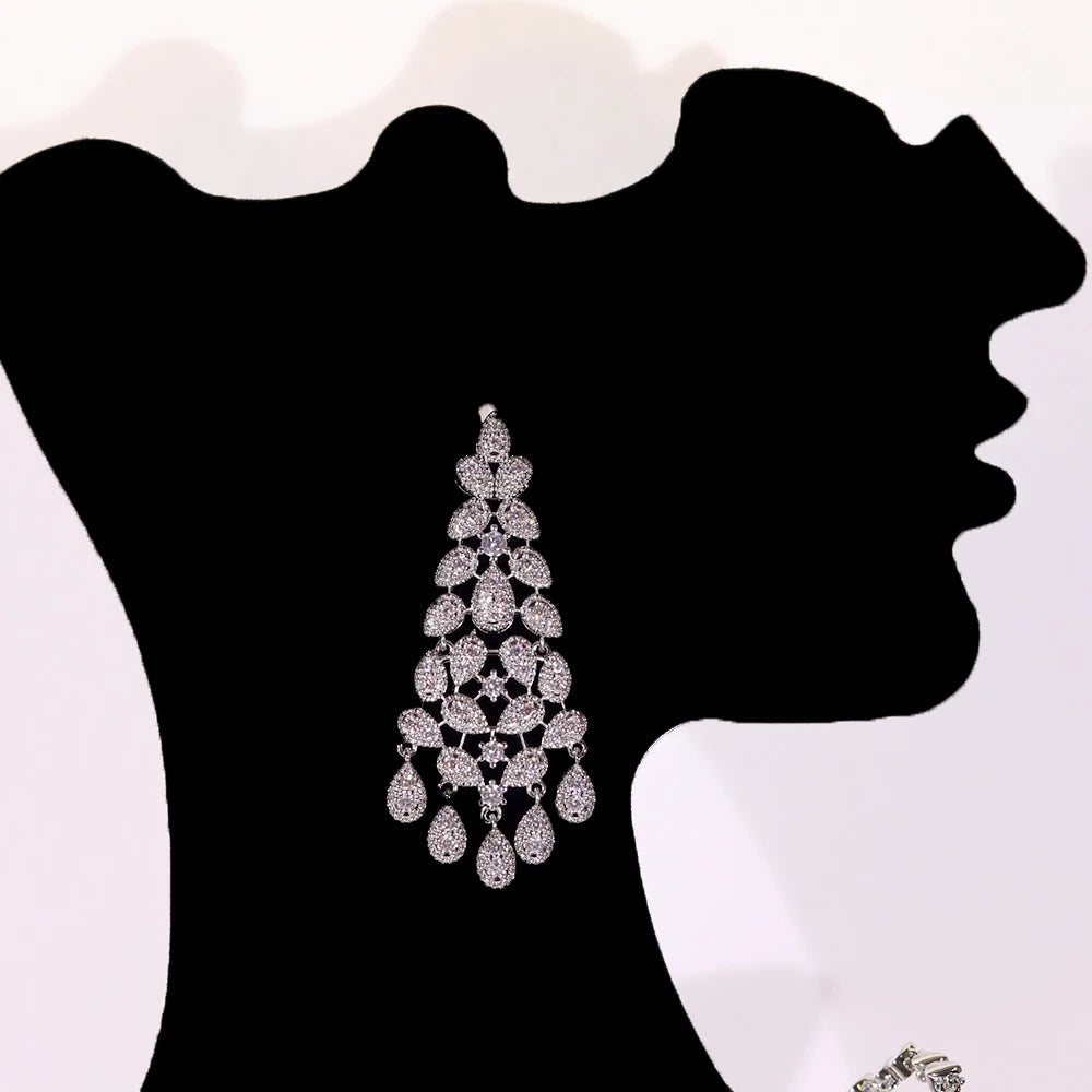 ASNORA Gorgeous CZ Crystal Zirconia Luxury Silver Color Necklace Europe Bridal Wedding Party Dubai Jewelry Set for Women 2024