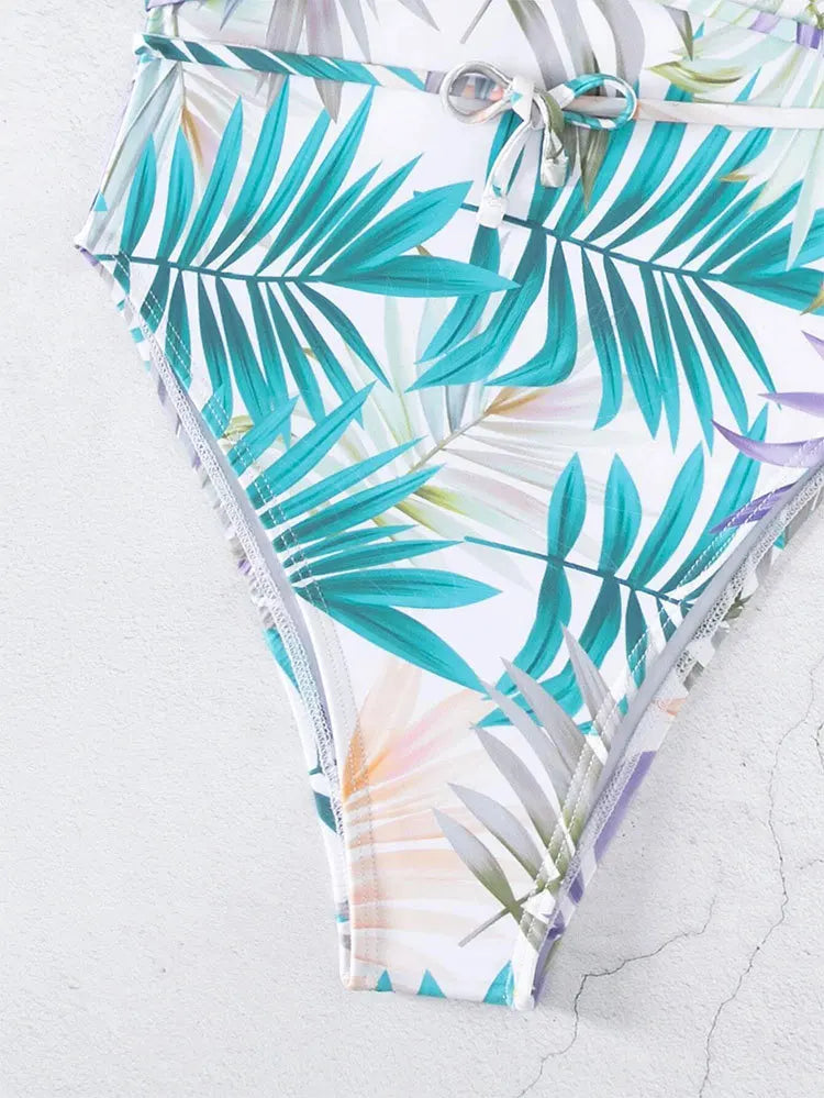 Maillot de bain une pièce imprimé sexy Vigoashely 2025, décolleté en V profond, dos nu, ceinture croisée ajourée, monokini, été