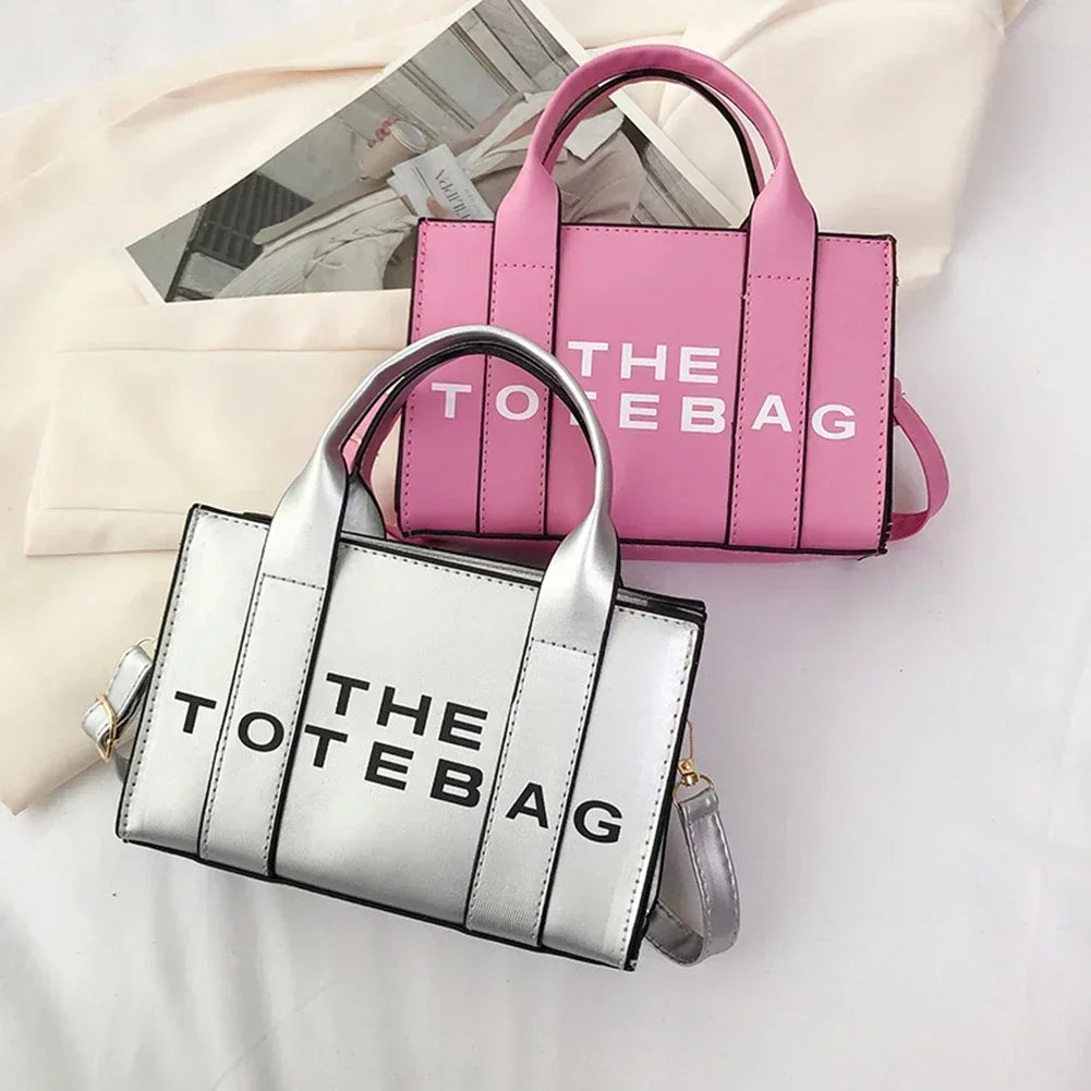 Sac fourre-tout pour femme, lettres contrastées, sac de transport tendance pour dames, en cuir PU, portable, décontracté, simple, bretelles réglables, sacoche pour femme