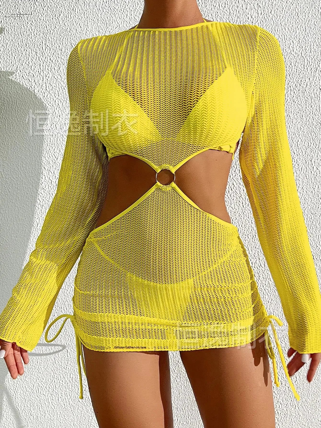 2025 New Cross-Border Tie-Dye Bikini Three-Piece Set Women's Net Sunshade Cover up Beach Skirt Suit Sportswear And Bag Accessori