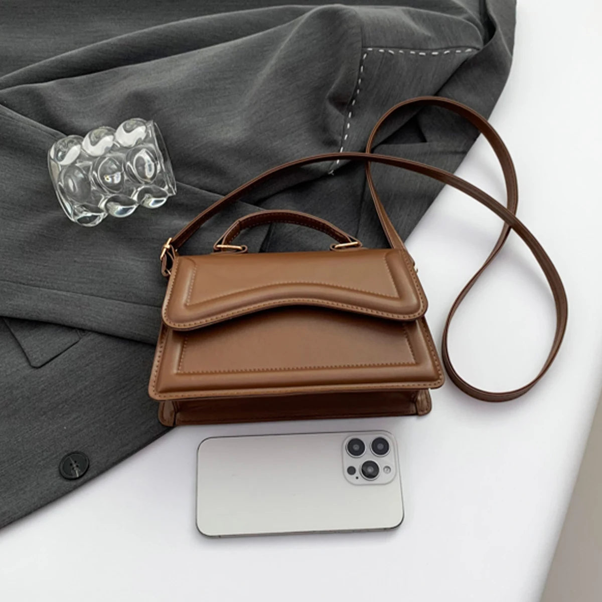Sac à main élégant matelassé en PU à rabat magnétique, bandoulière réglable et détachable, pour femmes, pour les déplacements quotidiens, sac à bandoulière décontracté