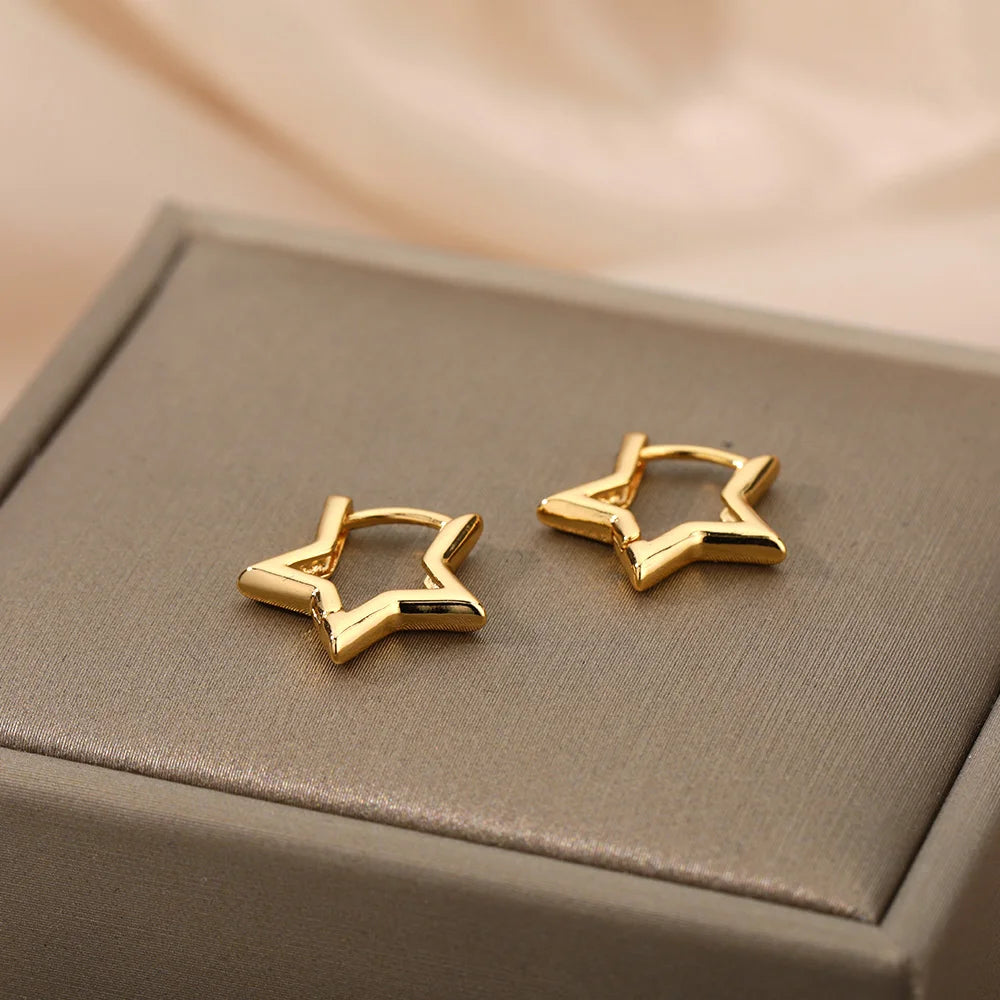 Boucles d'oreilles créoles en acier inoxydable pour femmes, tendance 2024, nouveautés de luxe, couleur or, bijoux d'oreilles, cadeau