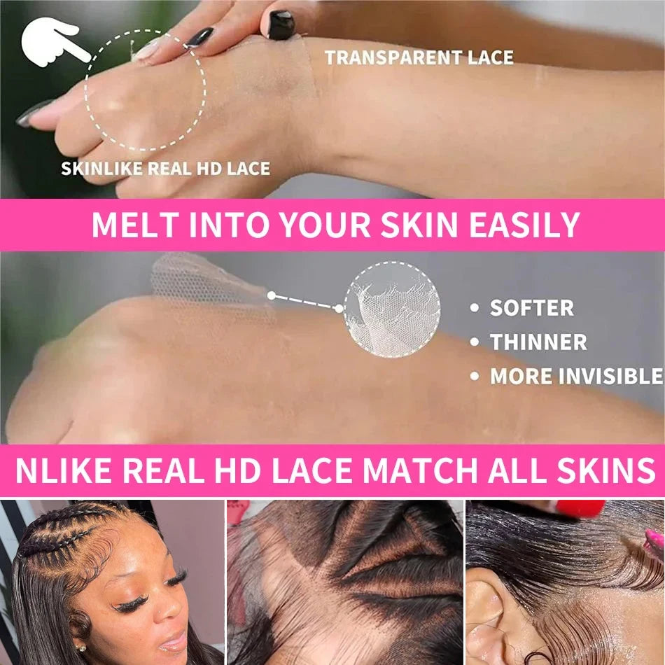 13x4 HD Transparent Body Wave Lace Front Wig 36 Inch Lace Frontal 100% Brazilian Human Hair Natural Wigs Pre Plucked For Women