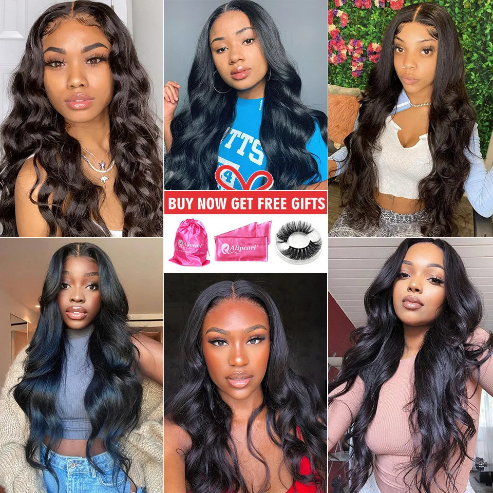 13x4 HD Transparent Body Wave Lace Front Wig 36 Inch Lace Frontal 100% Brazilian Human Hair Natural Wigs Pre Plucked For Women