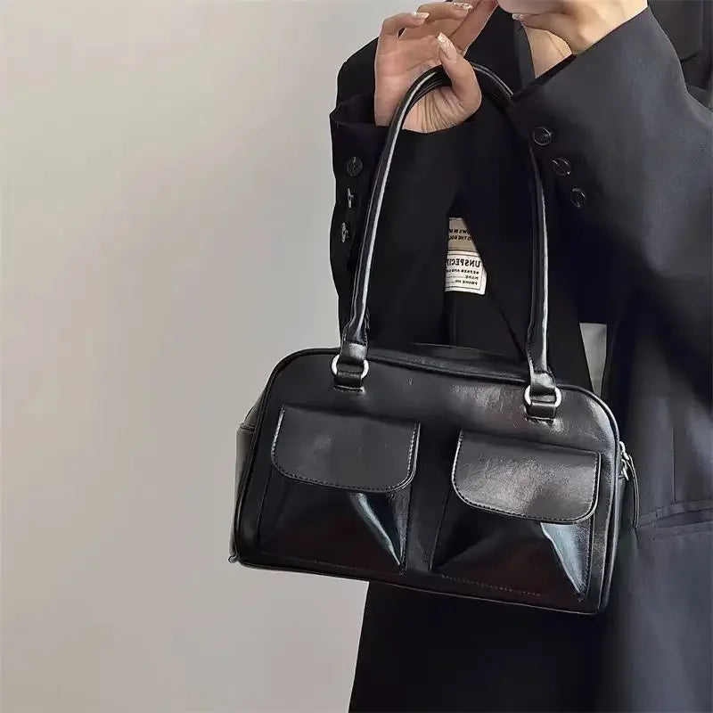 Sacs à bandoulière vintage pour femmes, fourre-tout simple pour dames, sac à main en cuir PU, sac à main bordeaux, grand format