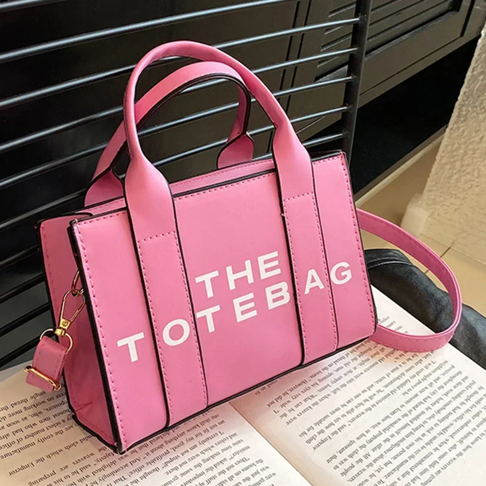Sac fourre-tout pour femme, lettres contrastées, sac de transport tendance pour dames, en cuir PU, portable, décontracté, simple, bretelles réglables, sacoche pour femme