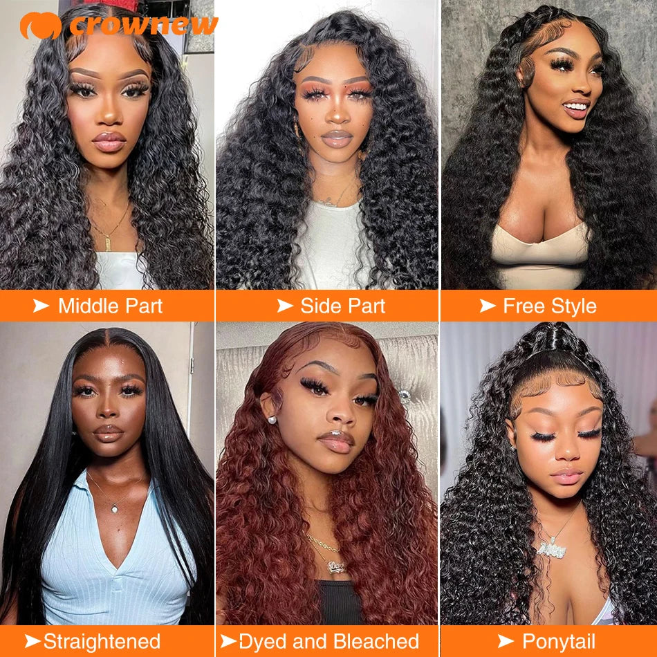 Curly Human Hair Wig 13x4 13X6 HD Lace Frontal Wigs 200% Lace Front Human Hair Deep Wave Frontal Wig Pre Plucked Human Hair Wigs