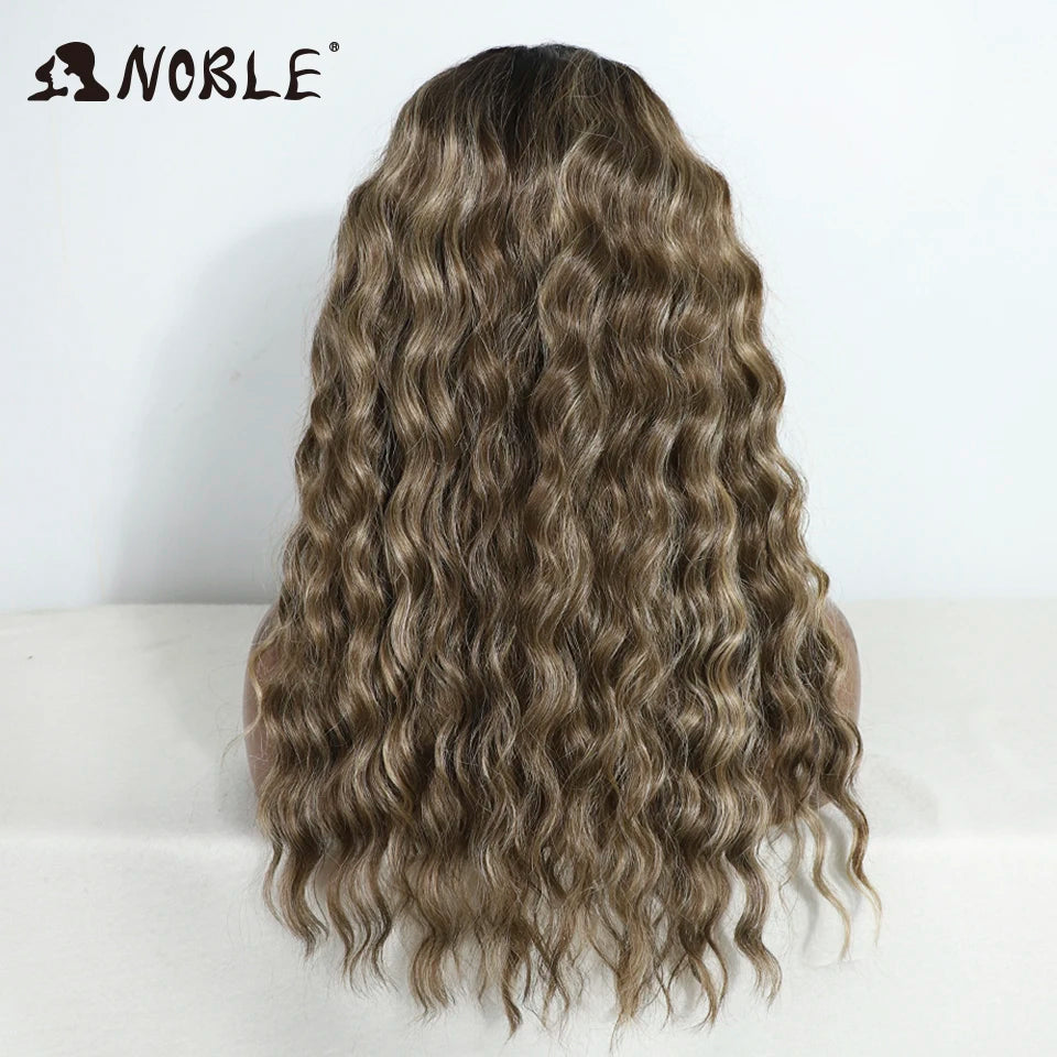 Noble Synthetic Lace Front Wig Long Curly 20 Inch Long Medium Part Lace Wig For Women Lace Front Wig Ombre Blonde Cosplay Wig