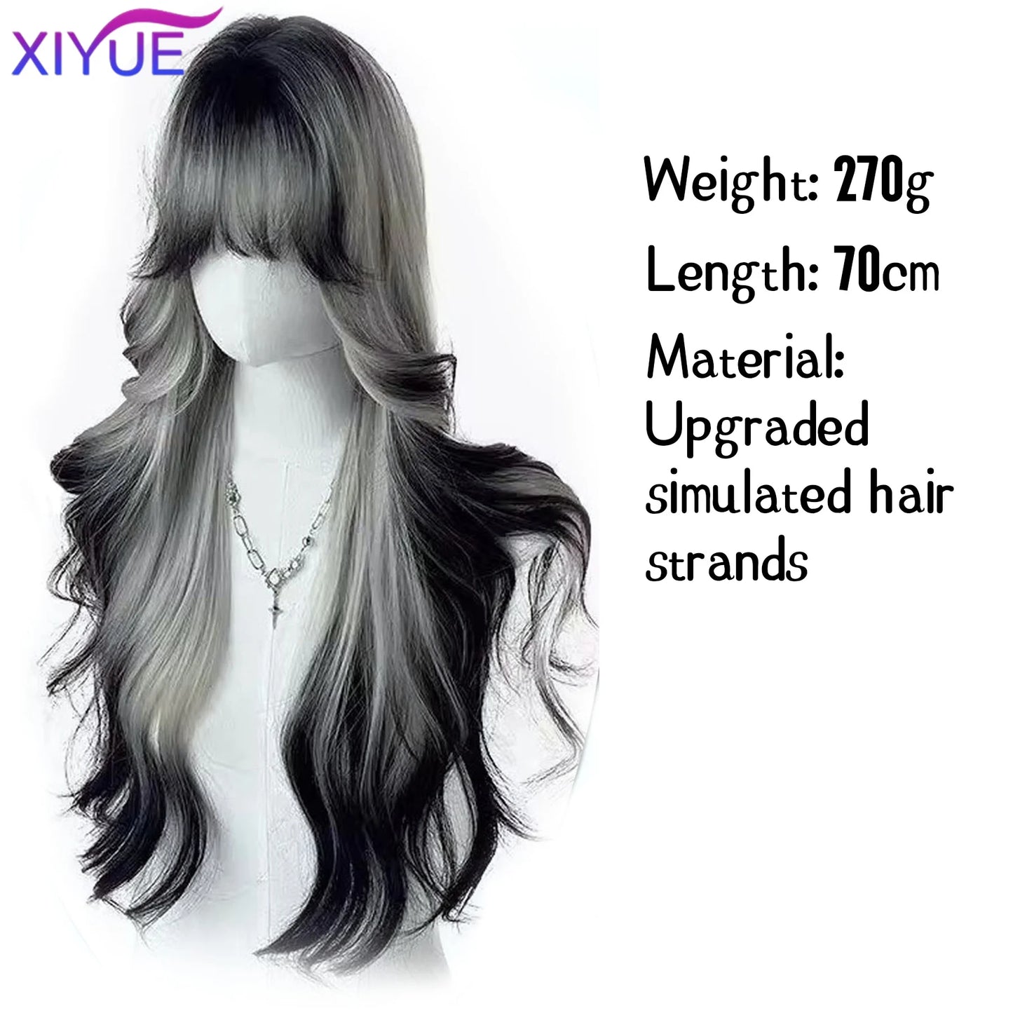 XIYUE Burgundy Long Wavy Wigs Wine Red Wig with Bangs for Women Daily Synthetic Hair Cosplay Wig Heat Resistant Fiber