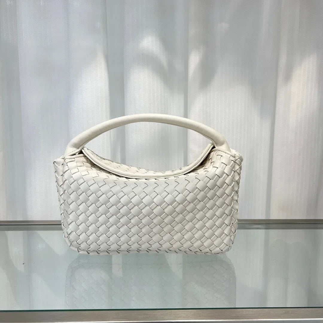 Sac à main en cuir véritable tissé pour femme, nouvelle collection été 2024, sac à bandoulière simple, style tendance et souple