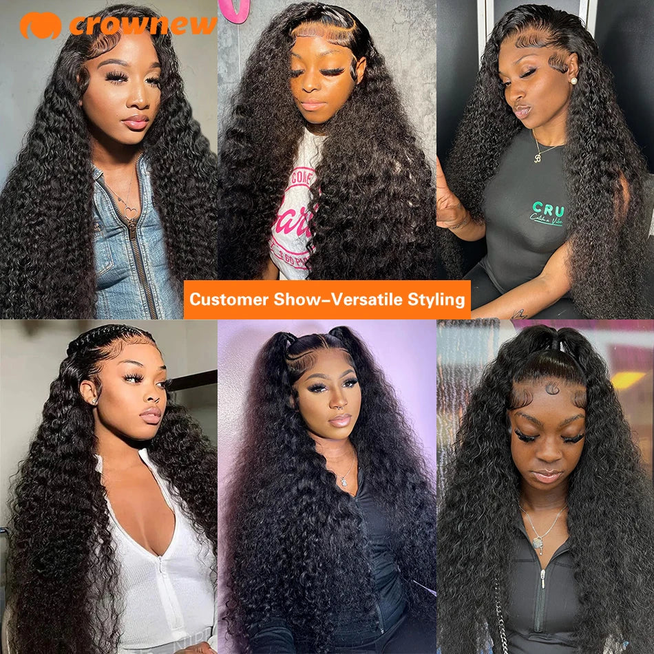 Curly Human Hair Wig 13x4 13X6 HD Lace Frontal Wigs 200% Lace Front Human Hair Deep Wave Frontal Wig Pre Plucked Human Hair Wigs