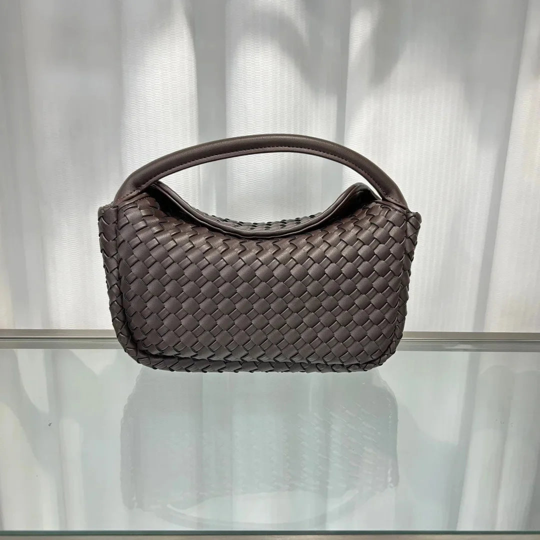 Sac à main en cuir véritable tissé pour femme, nouvelle collection été 2024, sac à bandoulière simple, style tendance et souple