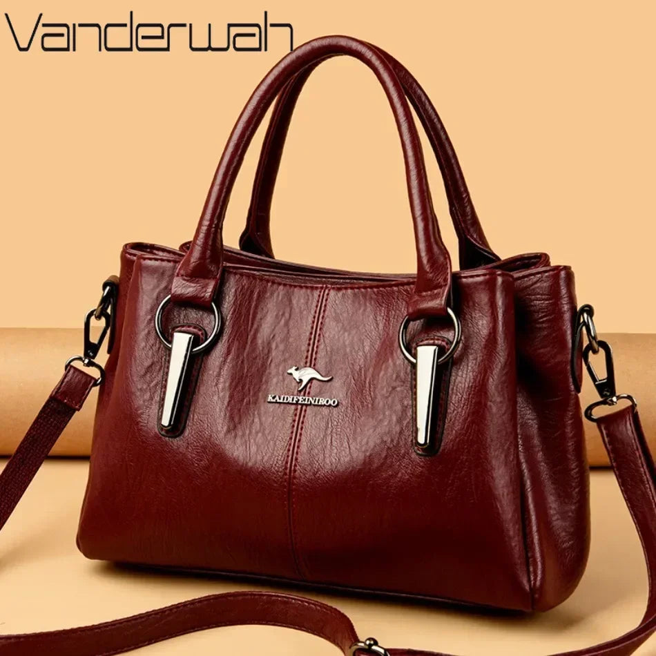 Sacs à bandoulière en cuir PU souple 3 couches pour femmes, sacs à main de luxe de haute qualité, sacs de créateurs, 2025