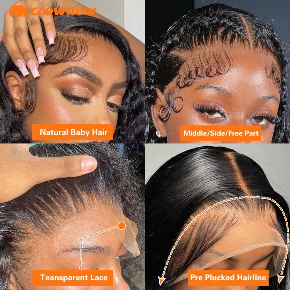 Curly Human Hair Wig 13x4 13X6 HD Lace Frontal Wigs 200% Lace Front Human Hair Deep Wave Frontal Wig Pre Plucked Human Hair Wigs
