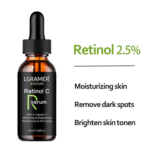 Sérum anti-âge au rétinol, anti-rides, anti-pores rétrécissants, sérum hydratant blanchissant, anti-taches pigmentaires, huile raffermissante pour le visage