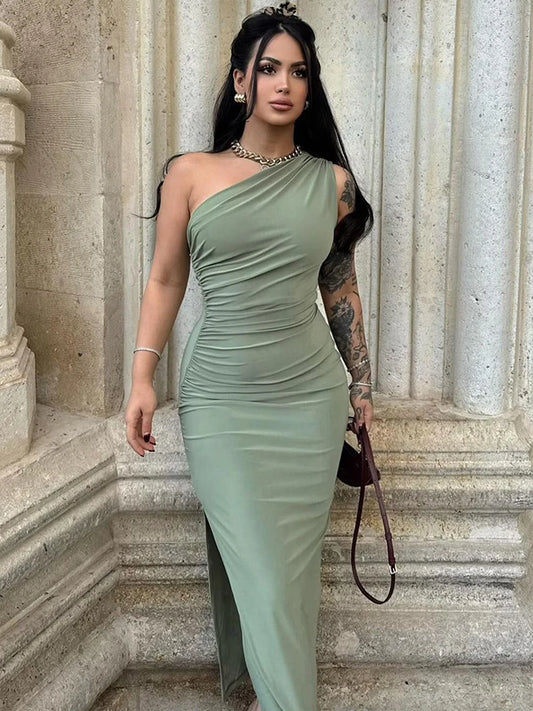 Robe longue d'été sexy fendue sans manches, dos nu, slim, décontractée, streetwear, club, élégante, robes de soirée