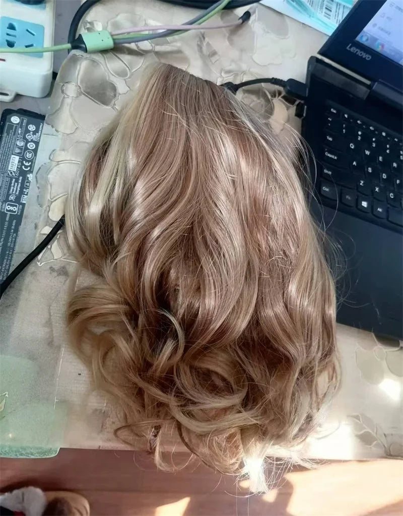 New Arrivals Hair Extensions Synthetic Fashion Gold Brown Ladies Wigs Breathable Head Cover Short Curly Hair Wig Hat for Women