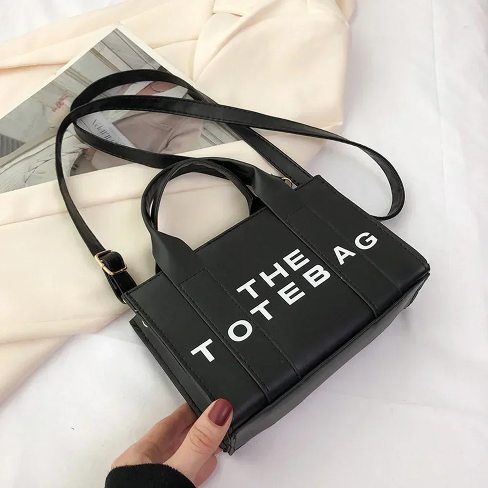 Sac fourre-tout pour femme, lettres contrastées, sac de transport tendance pour dames, en cuir PU, portable, décontracté, simple, bretelles réglables, sacoche pour femme